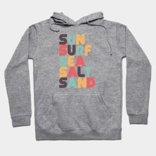 Retro Sun Surf Sea Salt Sand Typography Hoodie